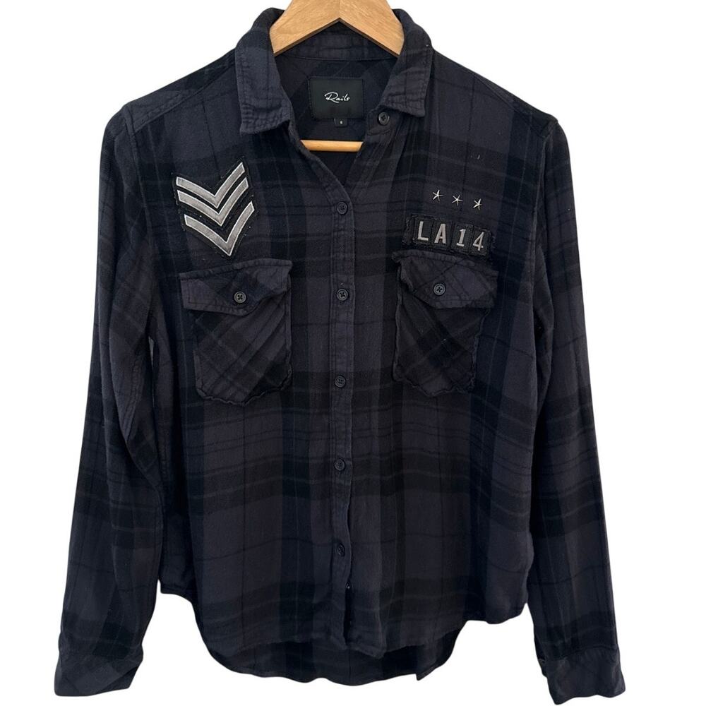 Rails Plaid Pepper Button Up Shirt Juniper Black Size Small - Picture 2 of 9